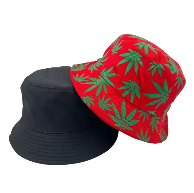 Summer Reversible Bucket Hat Solid Printed Polyester Casual custom logo bucket hats