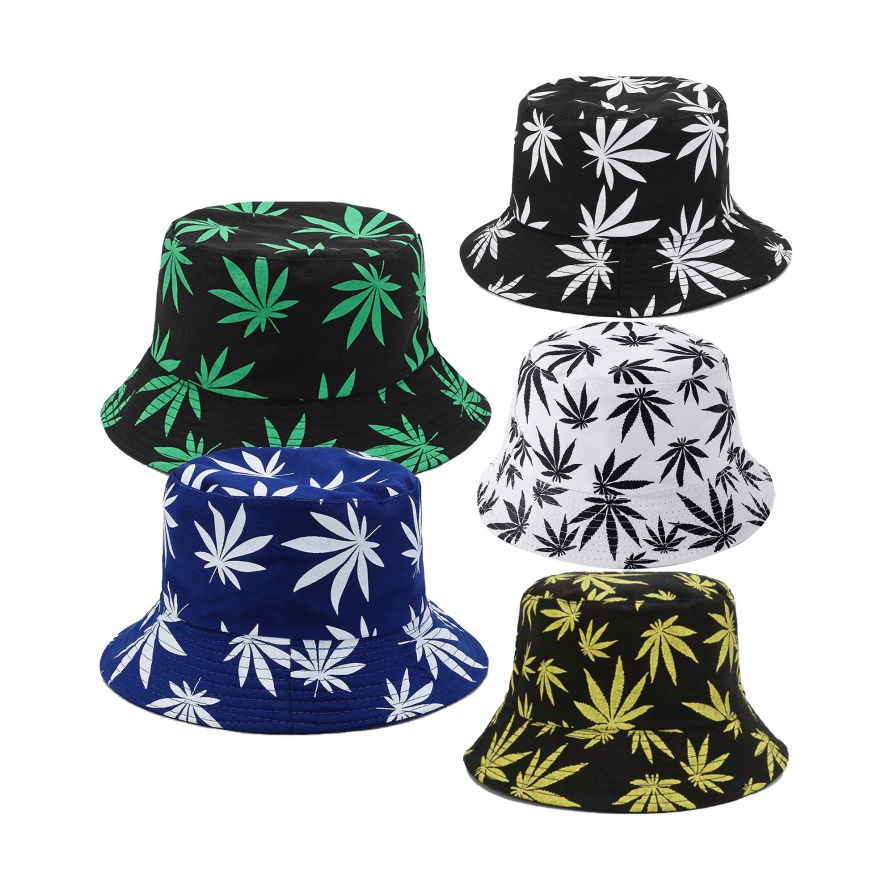 Summer Reversible Bucket Hat Solid Printed Polyester Casual custom logo bucket hats