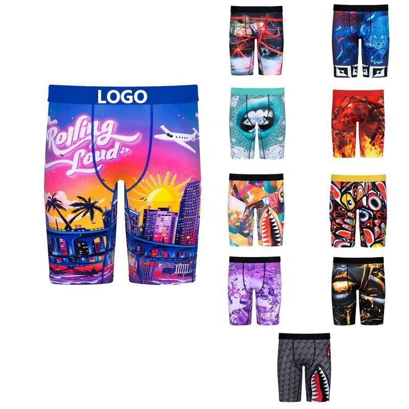 Mens Gym Shorts 2022 New Trendy Style 3d Printed Boxers Briefs Man Underwear Swimsuits Briefs For Mens Long Leg Sports Shorts