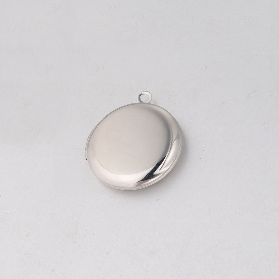 High Polished Stainless Steel DIY Picture Round Photo Locket Pendant for DIY Jewelry Making 25*30mm