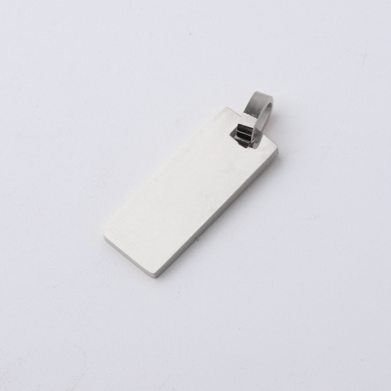 Custom Size Stainless Steel Rectangle Mini Jewelry Pendants Engraved Name Women Men Personalized Necklace Charm Findings