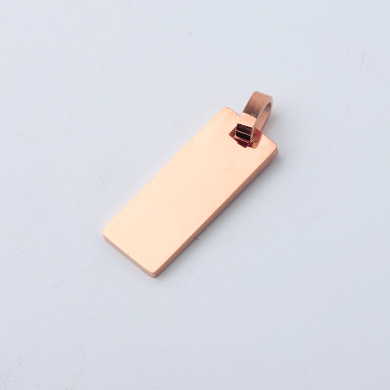 Custom Size Stainless Steel Rectangle Mini Jewelry Pendants Engraved Name Women Men Personalized Necklace Charm Findings