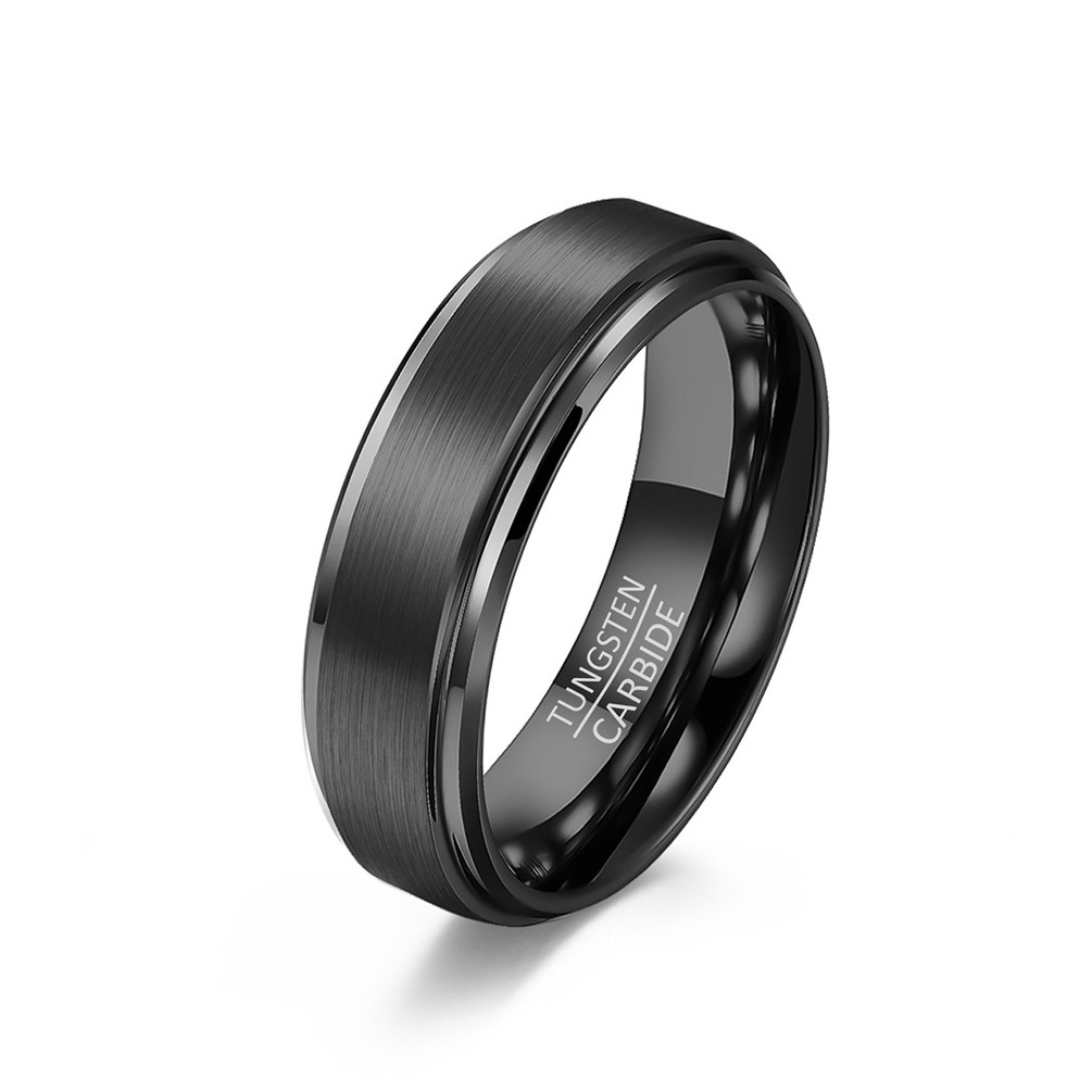 Wholesale Fashion 6mm 8mm 10mm Men's Tungsten Steel Ring Minimalist 6mm Comfort Black Tungsten Ring For Men