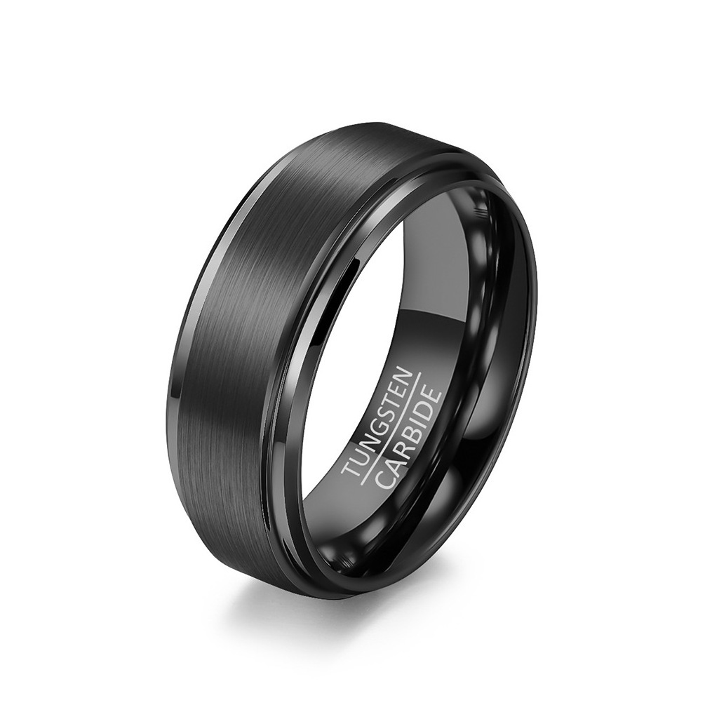 Wholesale Fashion 6mm 8mm 10mm Men's Tungsten Steel Ring Minimalist 6mm Comfort Black Tungsten Ring For Men