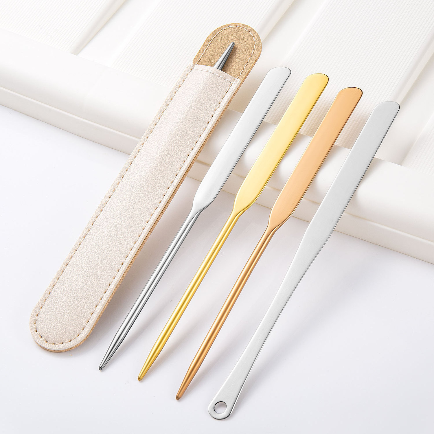 New Color Beauty Care Gold Makeup Spatula Stainless Steel Apply Foundation Rose Gold Cosmetic Spatula