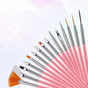 15pcs Nail Art Brush Set 4 Colors Nylon Mixing Painting Brush Tools Gel Nail Polish Black Fingernail Brush Manicure Supplier