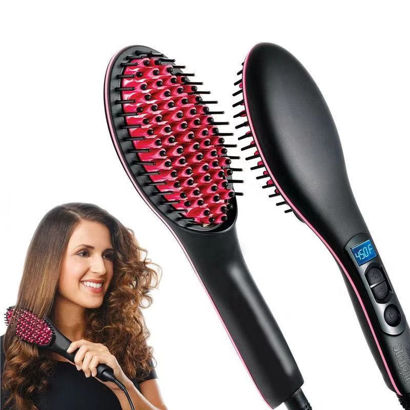 Electric Hair Straightener Brush Ionic Hair Straightening Iron Professional Ceramic Hair Styling Massager Tools Heating Hot Comb