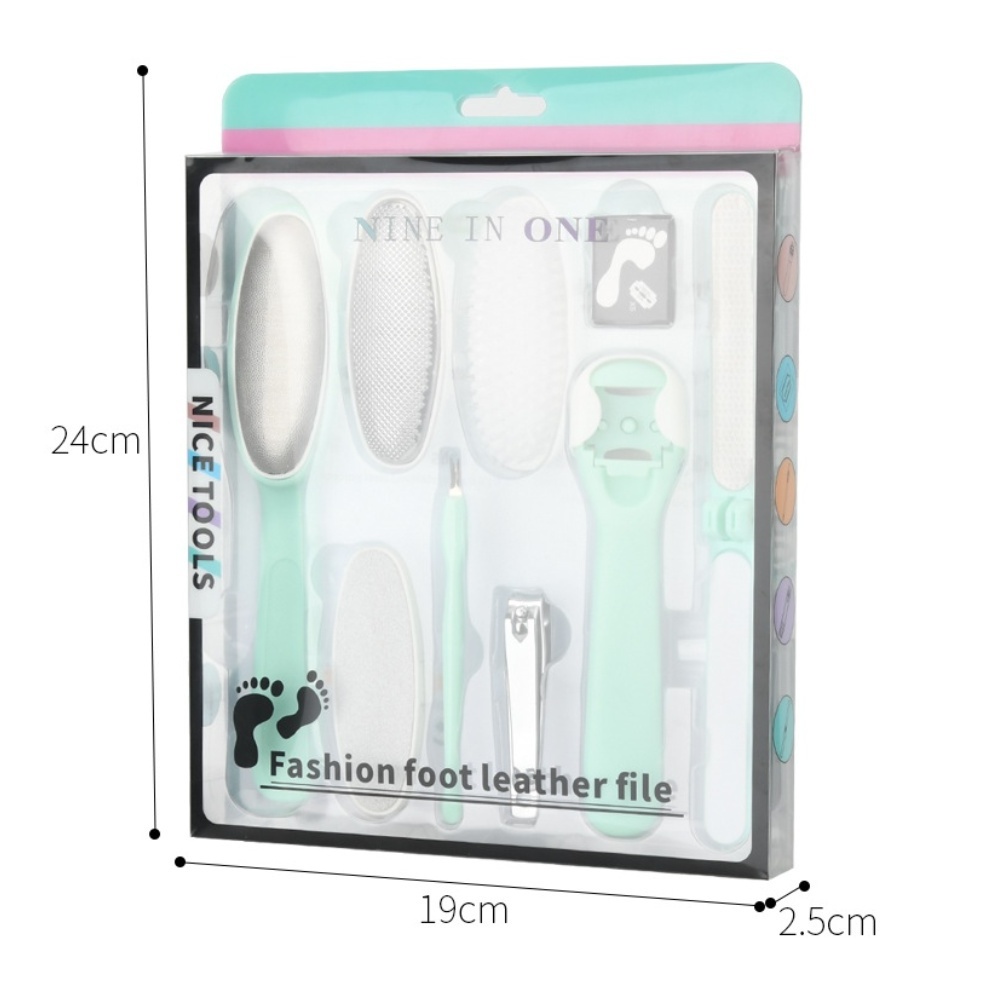 9 In 1 Stainless Steel Foot Care Kit Ile Callus Removal Foot Exfoliate File Remover Professional Pedicure Tools Set Pedicure Kit