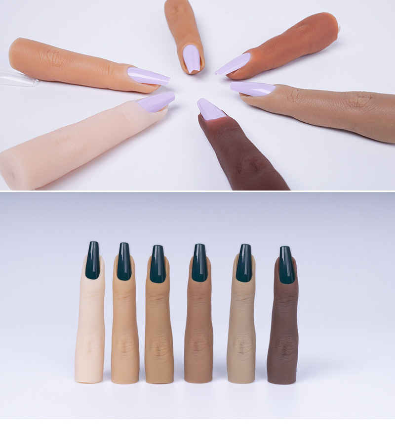 Professional Soft Flexible Artificial Finger Bendable Liquid Silicon Practice Fingers For Acrylic Nails Training DIY Tool