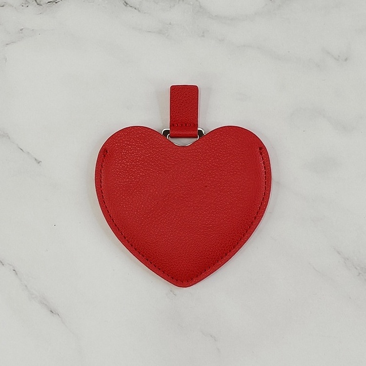 Heart Shaped Pocket Shatterproof Mirror With Pu Leather Bag Mini Mirror Portable For Travel Custom Logo Stainless Steel Mirror