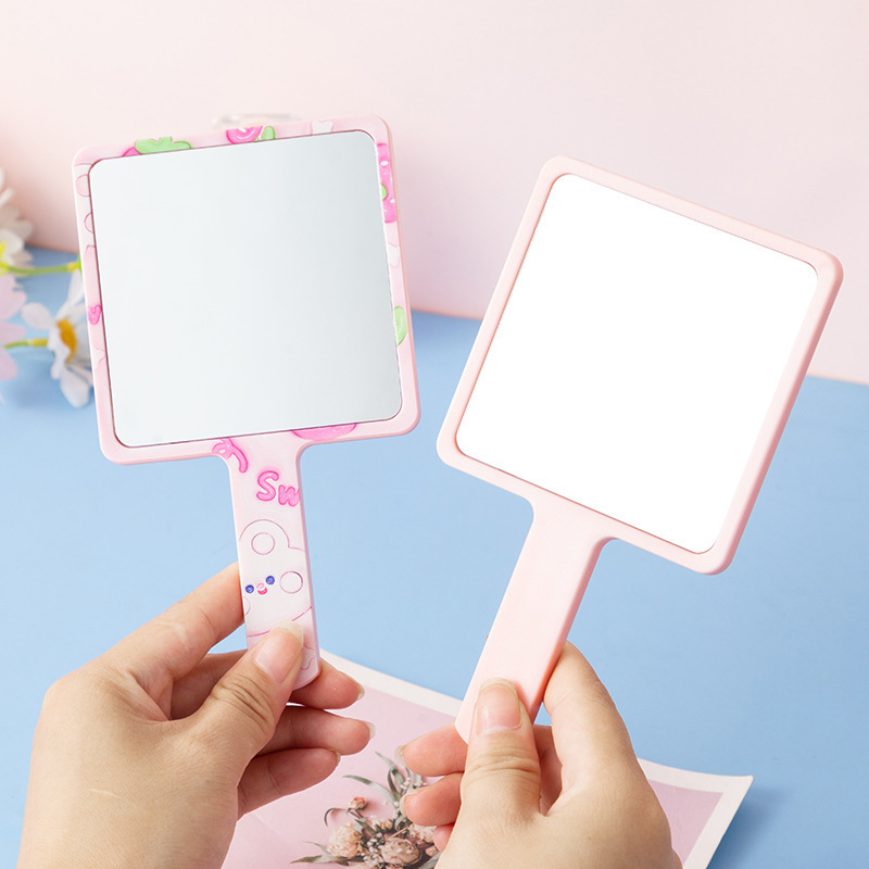 High Quality Square Small Personalized Hand Mirror Custom Logo Color Makeup Mirror Private Label Single Side Cosmetic Mirrors