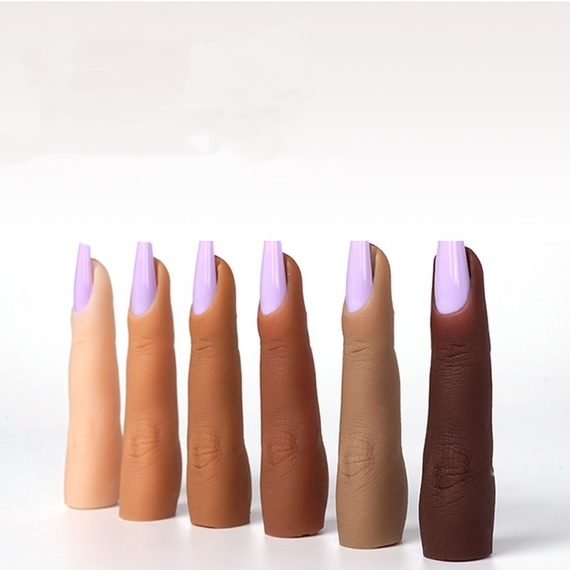 Professional Soft Flexible Artificial Finger Bendable Liquid Silicon Practice Fingers For Acrylic Nails Training DIY Tool