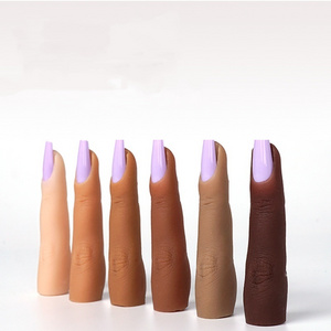 Professional Soft Flexible Artificial Finger Bendable Liquid Silicon Practice Fingers For Acrylic Nails Training DIY Tool