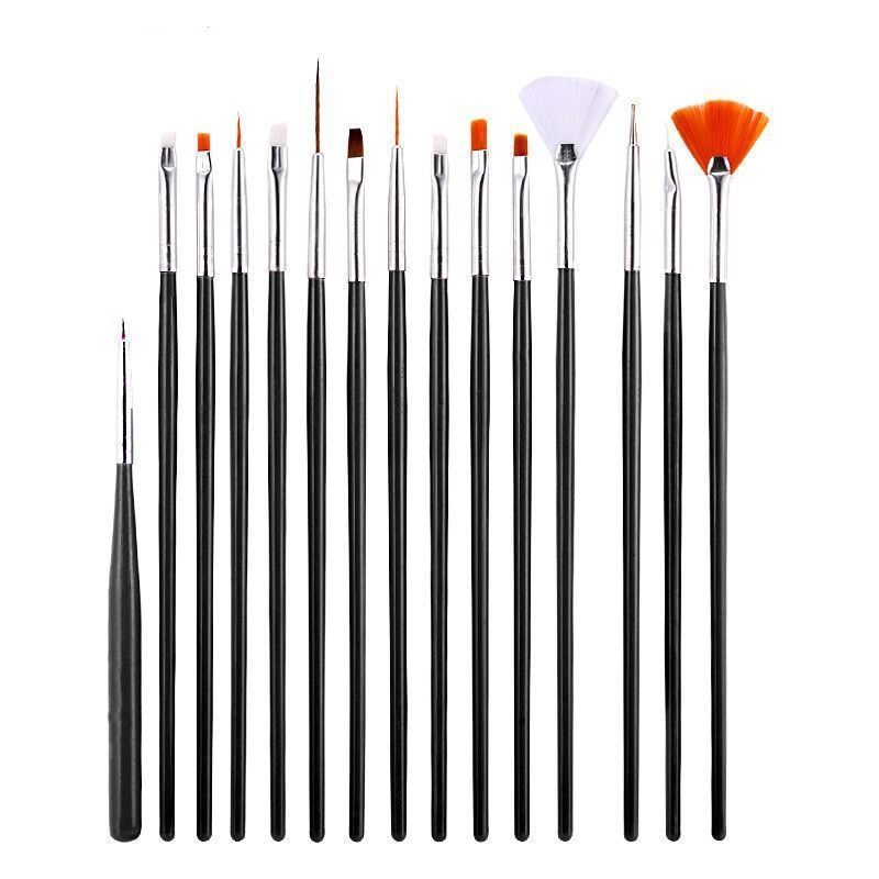 15pcs Nail Art Brush Set 4 Colors Nylon Mixing Painting Brush Tools Gel Nail Polish Black Fingernail Brush Manicure Supplier