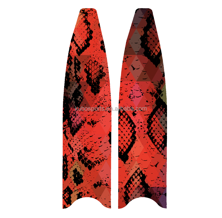 KUBO carbon fiber speed spearfishing blade freediving fins scuba and swimming long fins with foot pocket