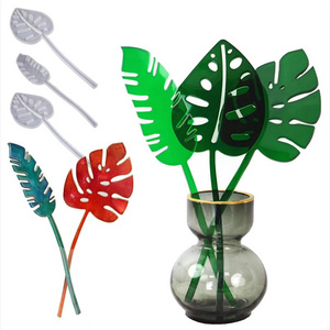 Turtle Back Leaves Tropical Leaves Feather Shaped Epoxy Resin Silicone Molds for Home Table Decoration