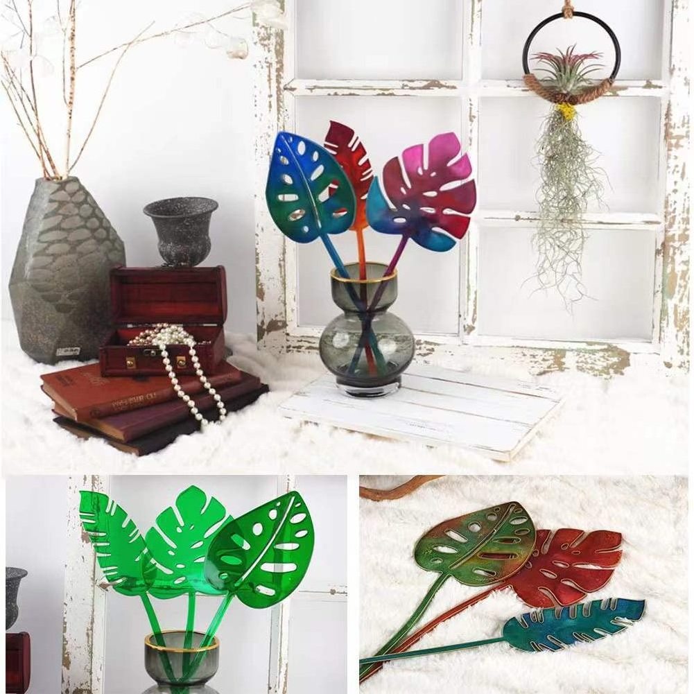 Turtle Back Leaves Tropical Leaves Feather Shaped Epoxy Resin Silicone Molds for Home Table Decoration