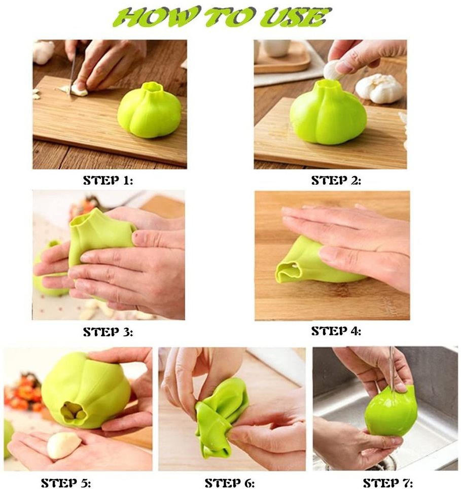 Silicone Garlic Peeler Kitchen Green Useful Odor Free Tool Ginger Skin Remover Roller Easy Quick for Peeling