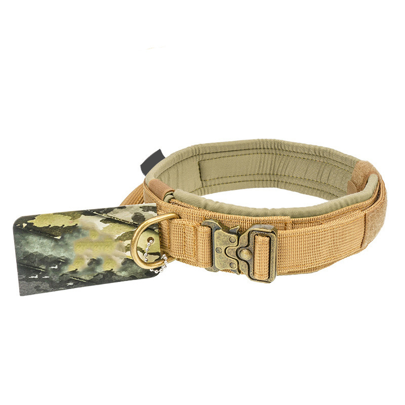 Tactical Nylon Quick Release Metal Buckle Neoprene Pet Dog Collar And Leash With Handle