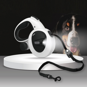 Led Light Up Pet Running Lead Retractable Dog Leash With Flashlight And Poop Bag Dispenser