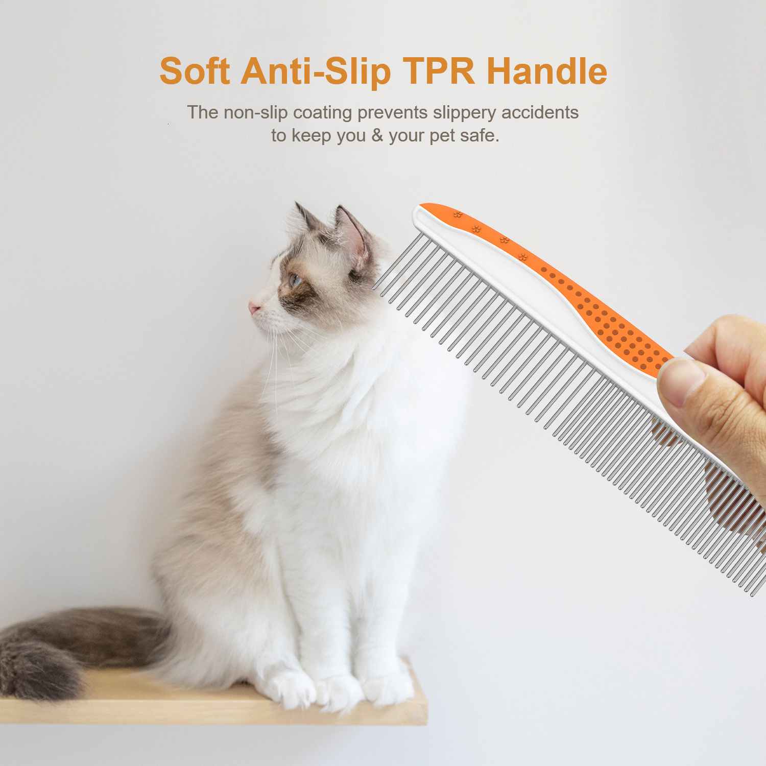 Best Selling Stainless Steel Rounded Teeth Pet Hair Grooming Tool Detangling Comb For Dog And Cat