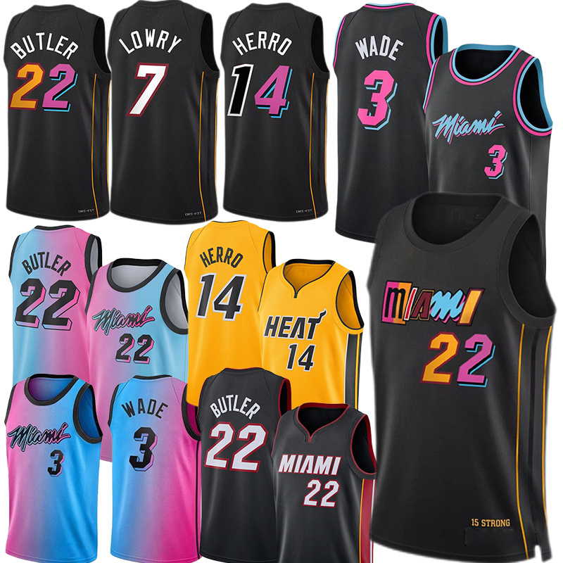 2023 City Edition Jersey Men's Miami #3 Wade #22 Jimmy Butler #14 Tyler Herro Basketball Jersey