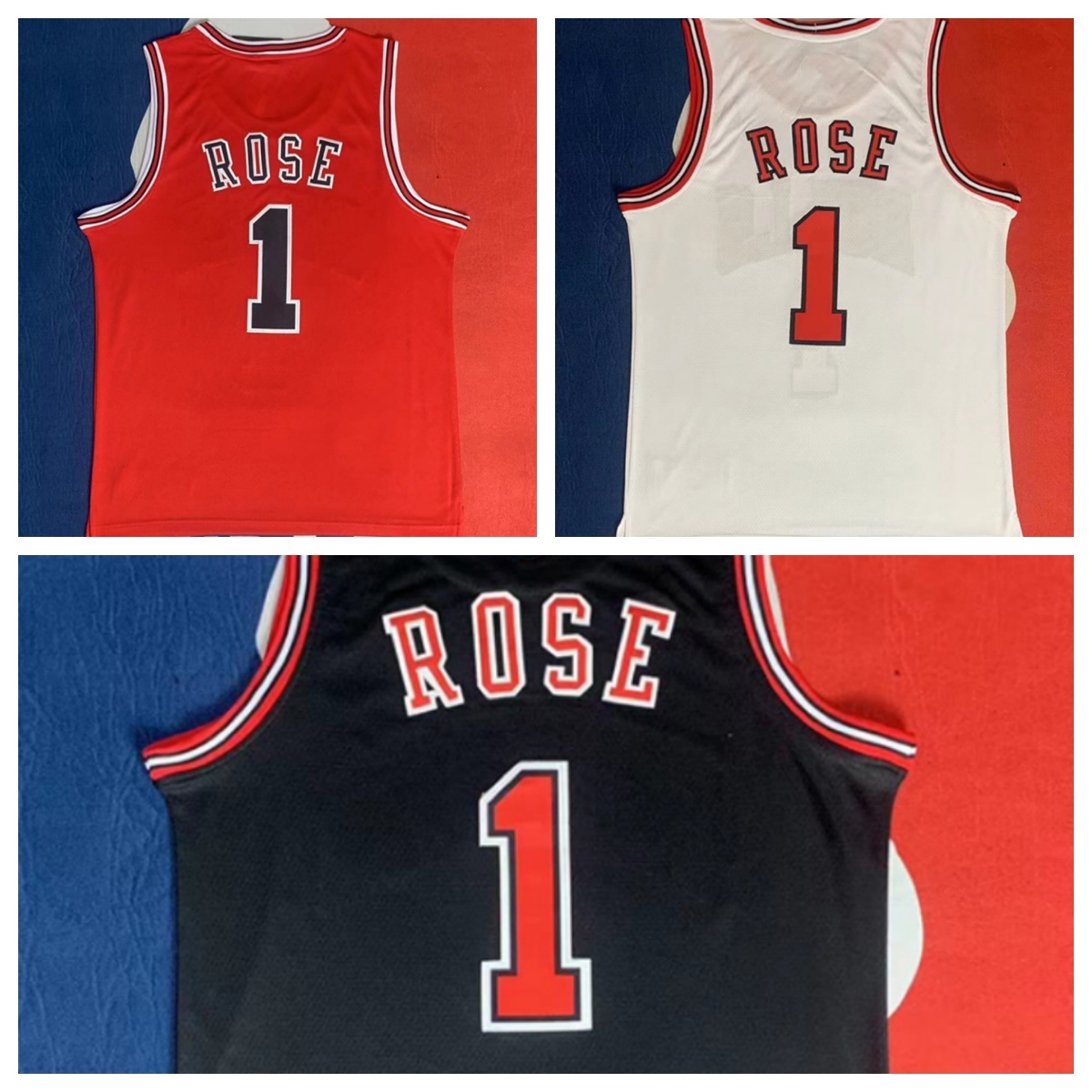 Best Quality #23 #1 Rose #33 Pippen #91 Rodman Basketball Jersey Stitched Cool Fashion Hip Hop Quick Dry