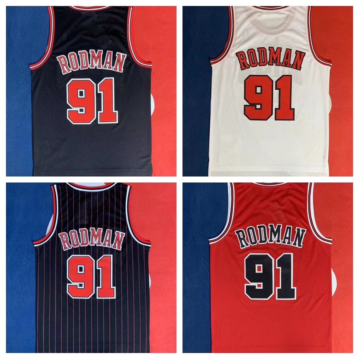 Best Quality #23 #1 Rose #33 Pippen #91 Rodman Basketball Jersey Stitched Cool Fashion Hip Hop Quick Dry