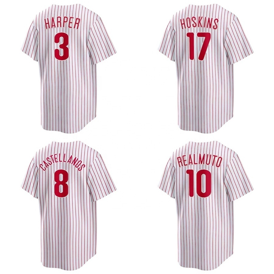 Wholesale Men's Philadelphia City Baseball Jersey #3 Harper #10 Realmuto #17 Hoskins Cheap Red Stitched Phillie Uniform