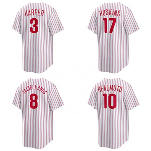 Wholesale Men's Philadelphia City Baseball Jersey #3 Harper #10 Realmuto #17 Hoskins Cheap Red Stitched Phillie Uniform