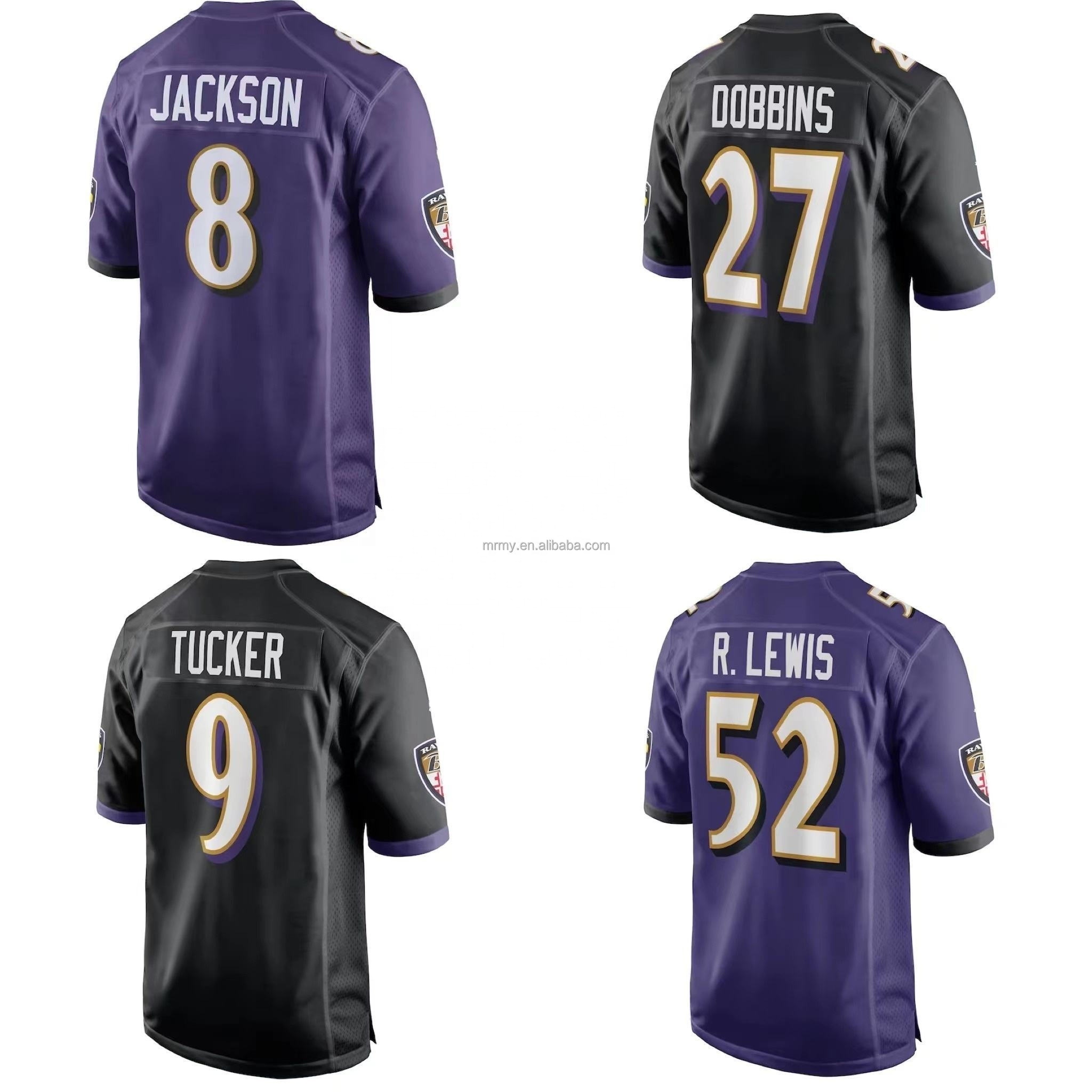 Best Quality #8 Jackson #20 Reed #27 Dobbins #57 R.lewis American Football Jersey