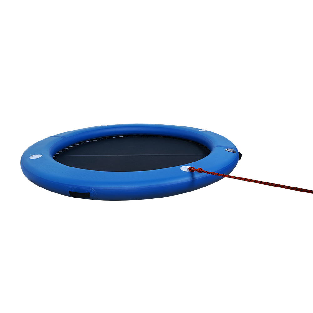 Waterraft floating circular inflatable dock water hammock with removable mesh net