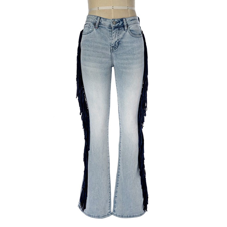 Custom Jeans Women Jeans Women'S High Waist Loose And Thin Small Straight Wide Leg With Feather