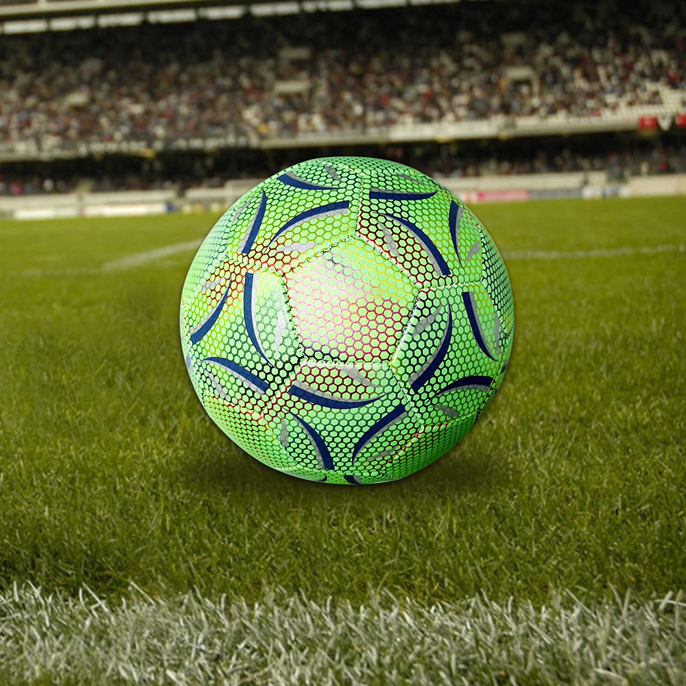 Glowing in the dark Reflective Official light up holographic leather Soccer Ball