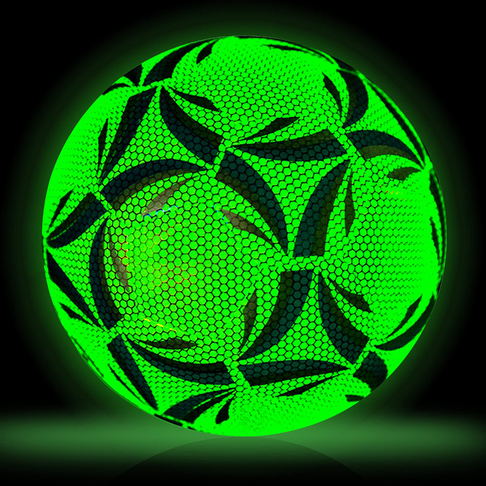 Glowing in the dark Reflective Official light up holographic leather Soccer Ball