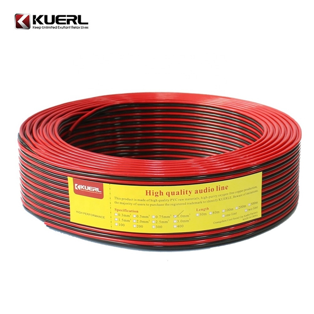 0.3/0.5/0.75/1/1.5mm2 red and black CCA car speaker cable 2 cores conductor car audio speaker cable