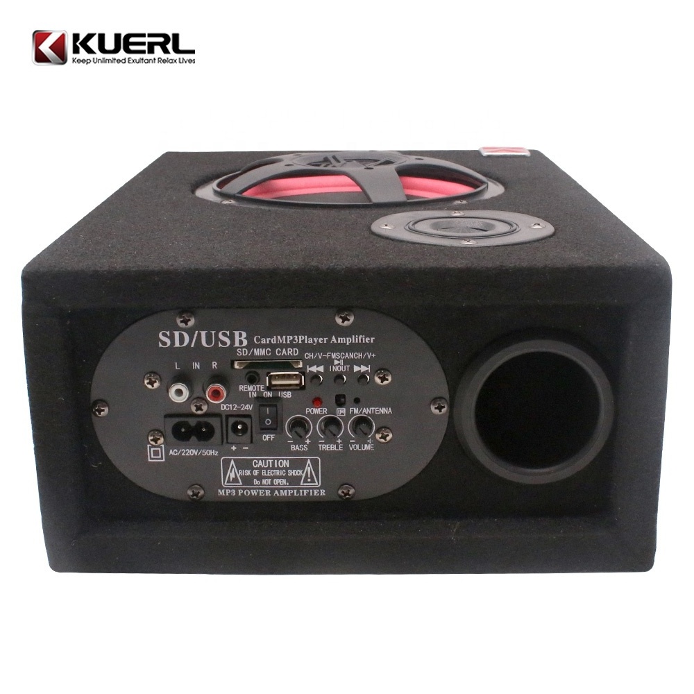 Factory direct supply 12/24/220V portable active 6 inch square subwoofer slim car audio subwoofer