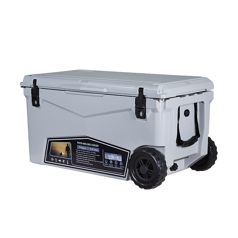 hot sale 70QT chilly bin high quality cooler box with lock wheels