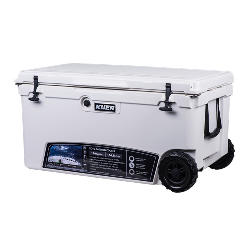 Wholesale 110QT large size ice chest coolers rotomolded LLDPE  portable cooler box with wheel