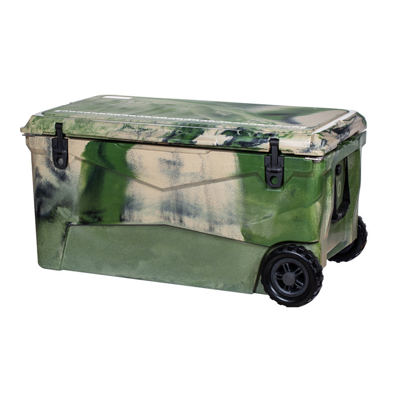 Manufacturer wholesale new design camo color Portable Insulated beverage  rotomolded coolers With Trolley Wheel Handle