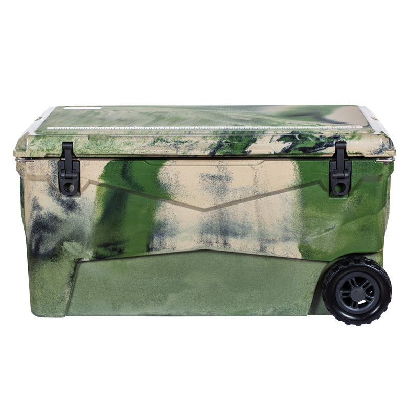 Manufacturer wholesale new design camo color Portable Insulated beverage  rotomolded coolers With Trolley Wheel Handle