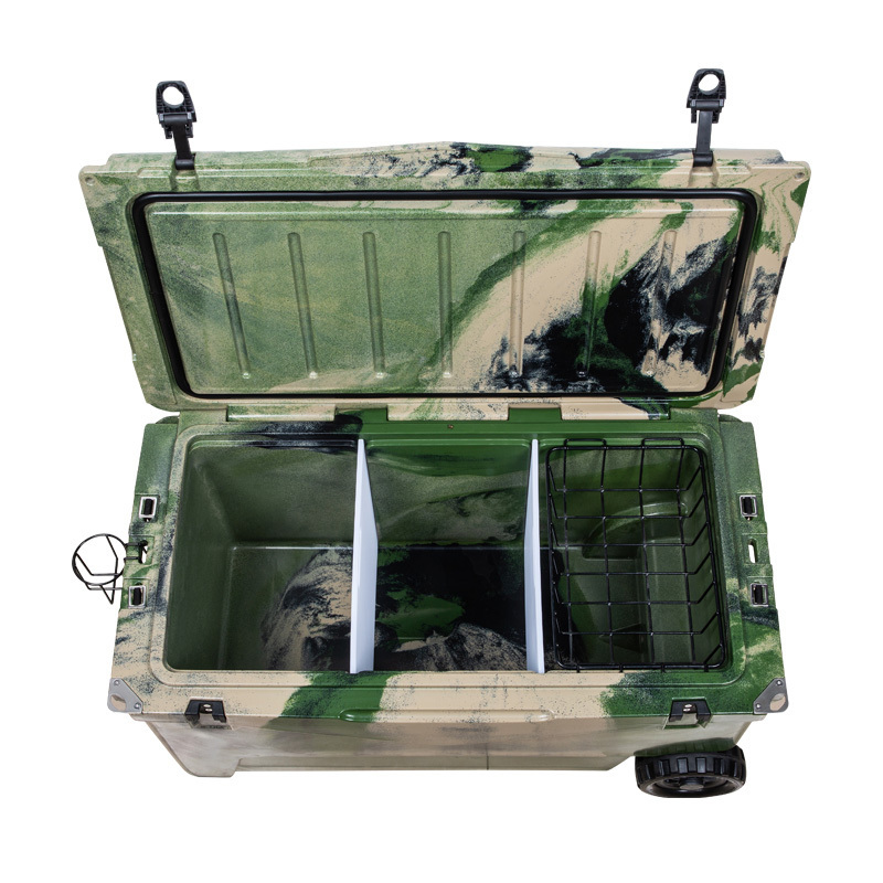 Manufacturer wholesale new design camo color Portable Insulated beverage  rotomolded coolers With Trolley Wheel Handle