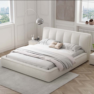 Customizable Double Bed 1.8m Modern Wood Frame Soft Bedroom Furniture Fabric Queen Bed