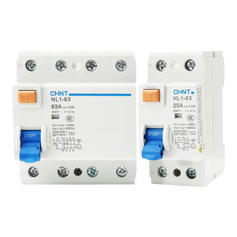 CHINT original AC Electromagnetic RCCB NL1-63 2P 4P Double Pole 25A 63A Residual Current Operated Circuit Breaker