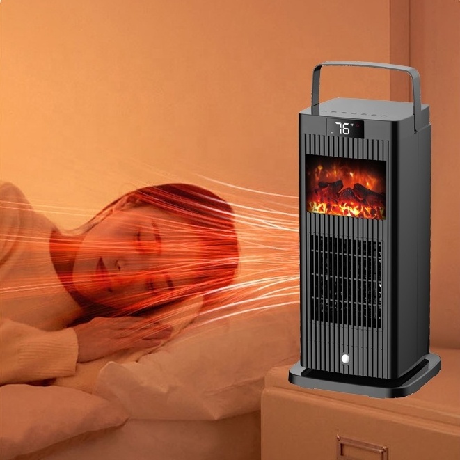 750W 1500W PTC Ceramic Heating Element Space Heater With Hot Bionic Wood Burning Effect As Fireplace For Mini Room Heater Fan