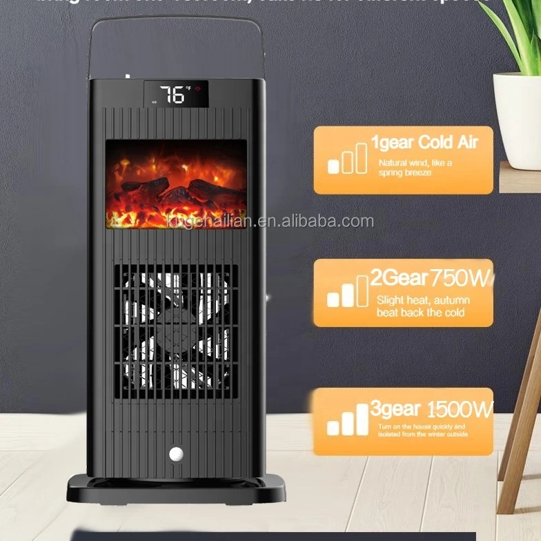 Decorative Fireplace Heater PTC Heating Element Tower Standing Heater kerosene fireplace heaters For Winter With 3D Flame Electr