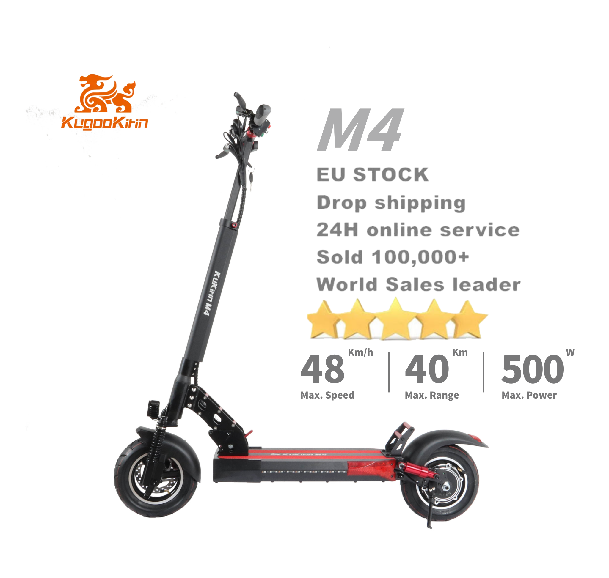 europe warehouse Kugookirin m4 new lithium battery 10 inch hub motor step speedway mobility electric scooter 40kmh