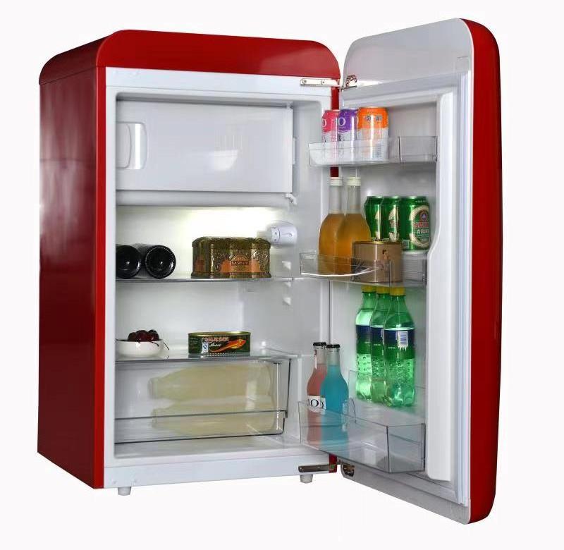 CE Retro colorful hotel mini Refrigerator 124L one door with handle BCD-124 minbar fridge