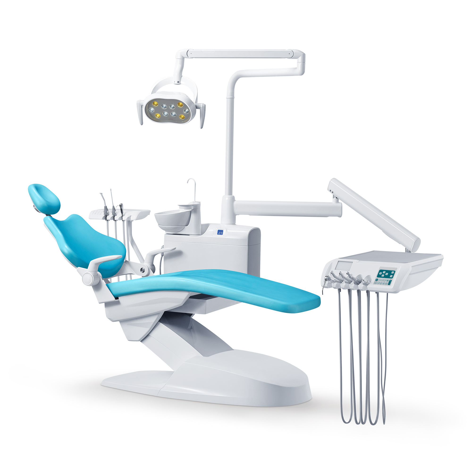 A Comfortable Dental Unit and Dental Chair with Led Lamp foot switch assistant table dentist stool clinic equipment