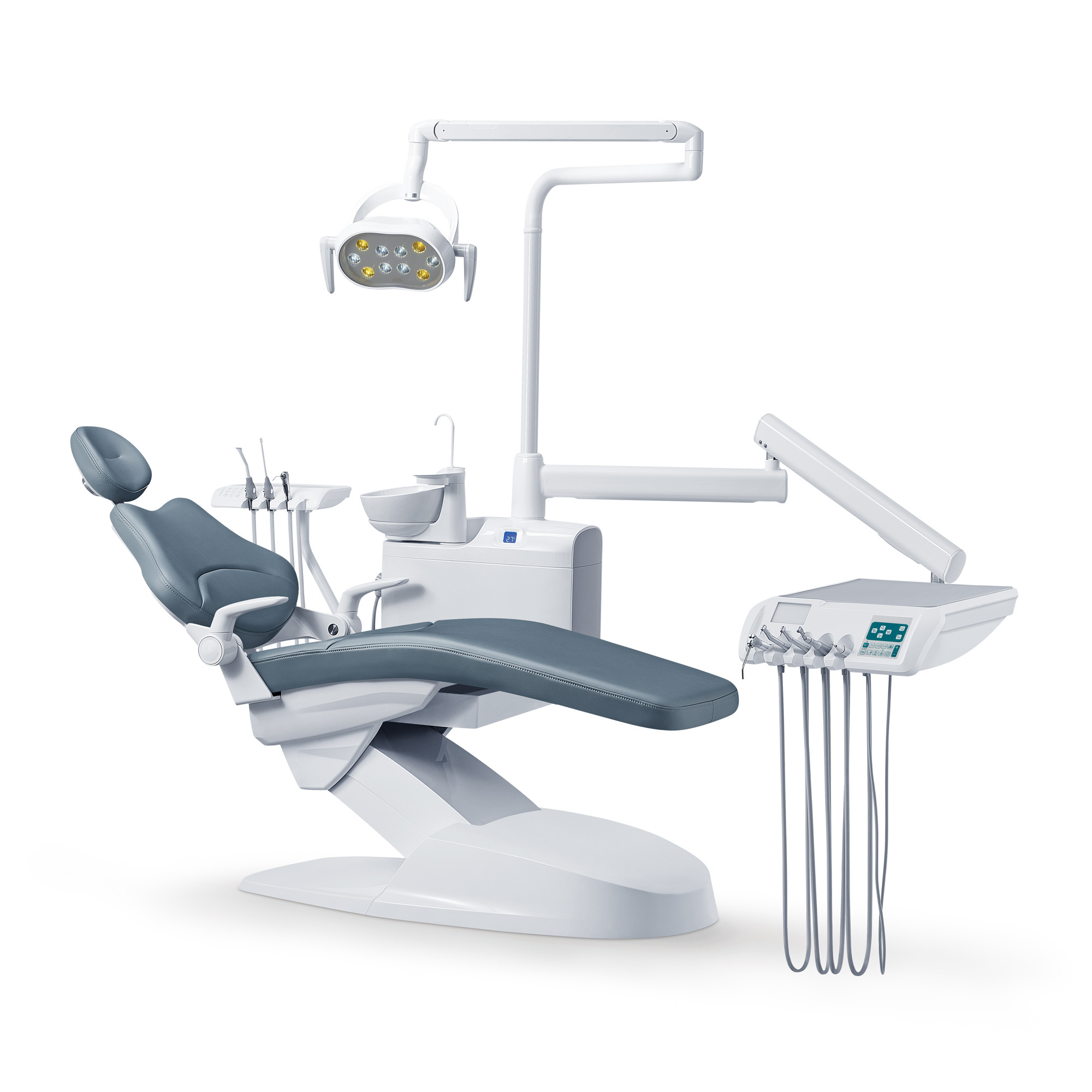 A Comfortable Dental Unit and Dental Chair with Led Lamp foot switch assistant table dentist stool clinic equipment